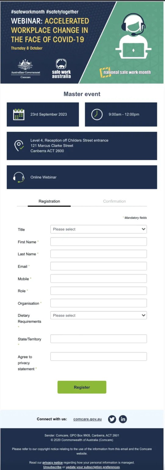 Portfolio Item Comcare Registration Form Swift Digital