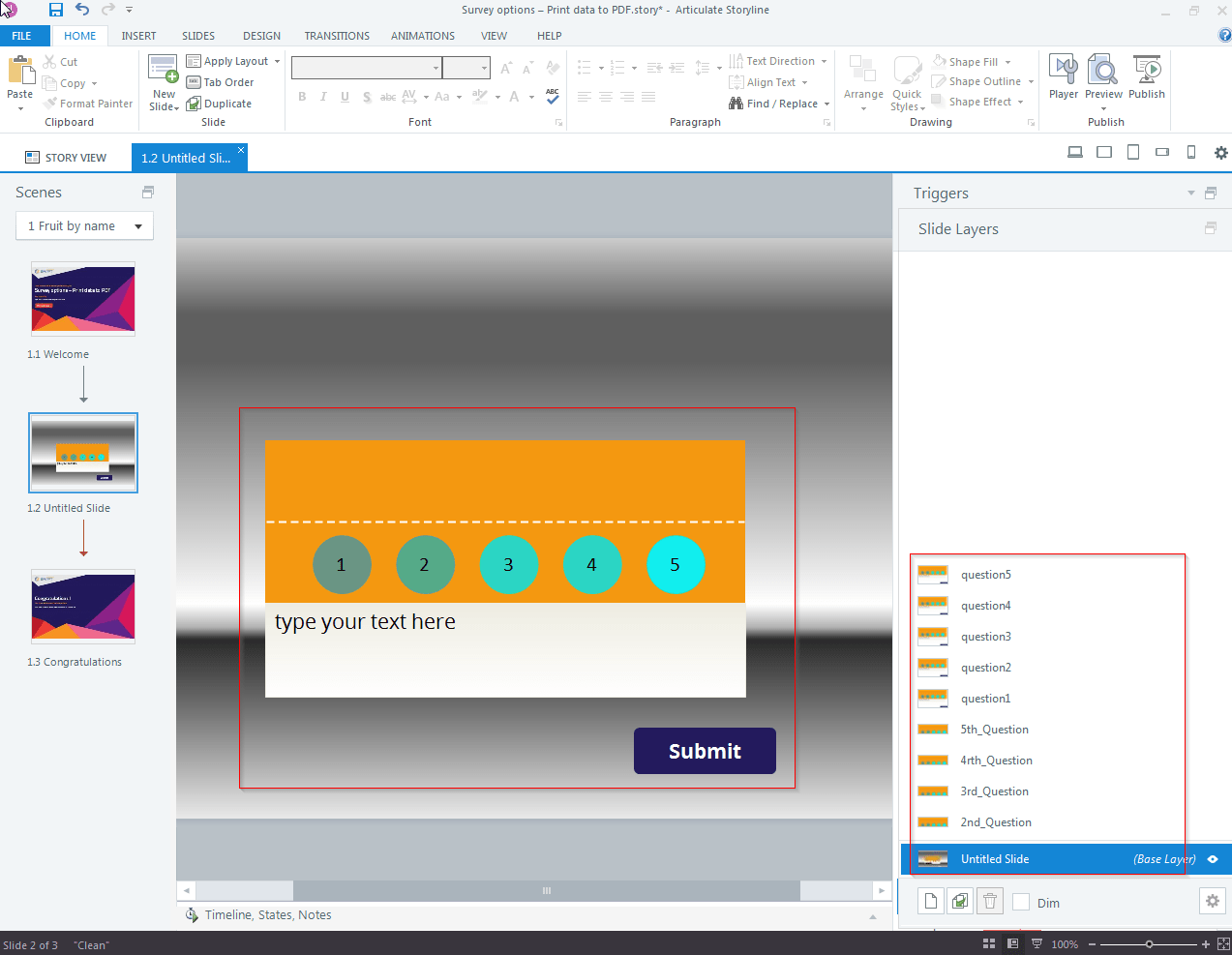 Print Rated Response in PDF Using JavaScript in Articulate Storyline 360