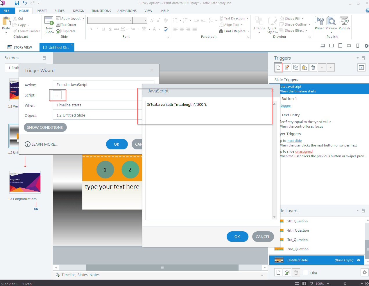 Print Rated Response in PDF Using JavaScript in Articulate Storyline 360