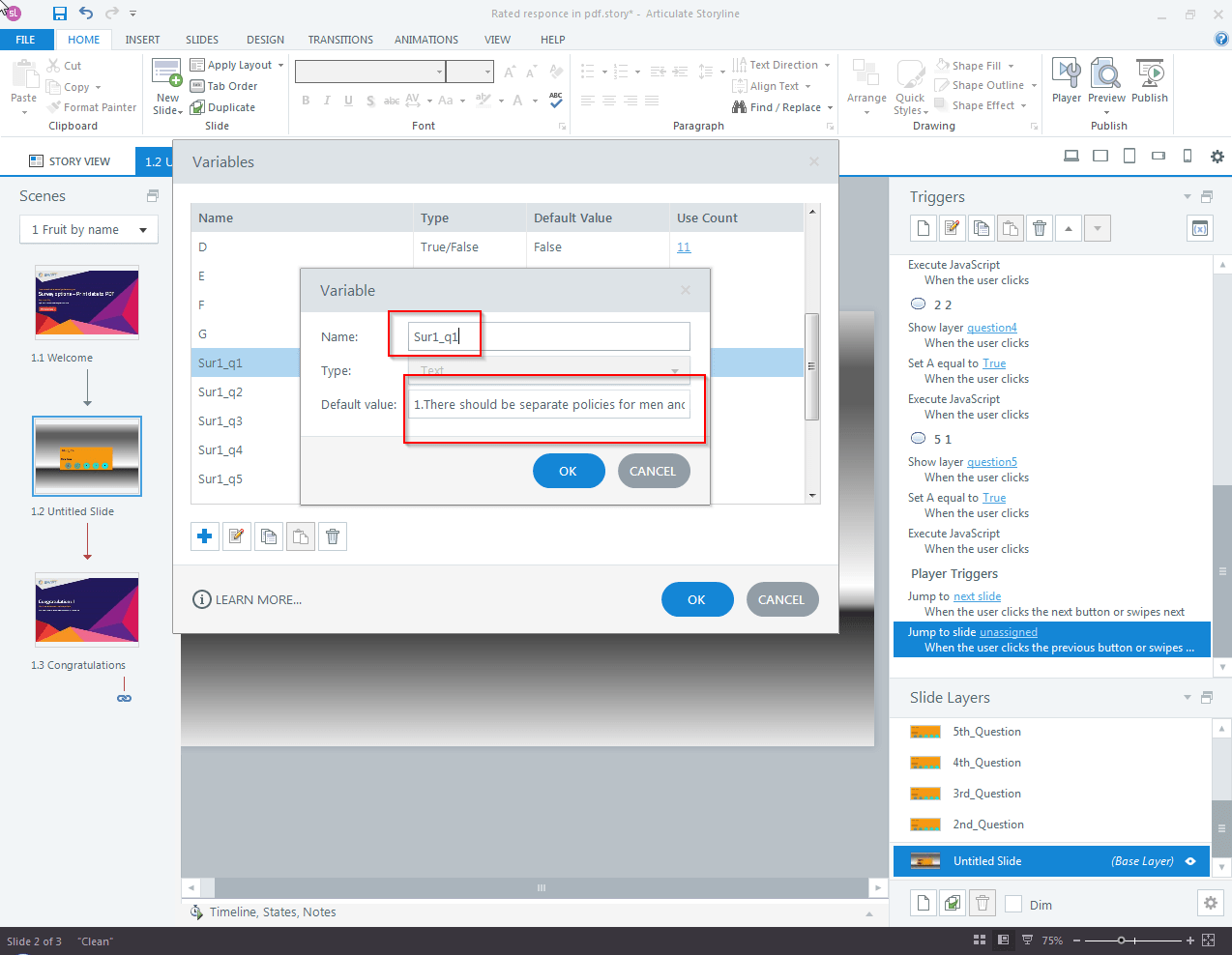 Print Rated Response in PDF Using JavaScript in Articulate Storyline 360