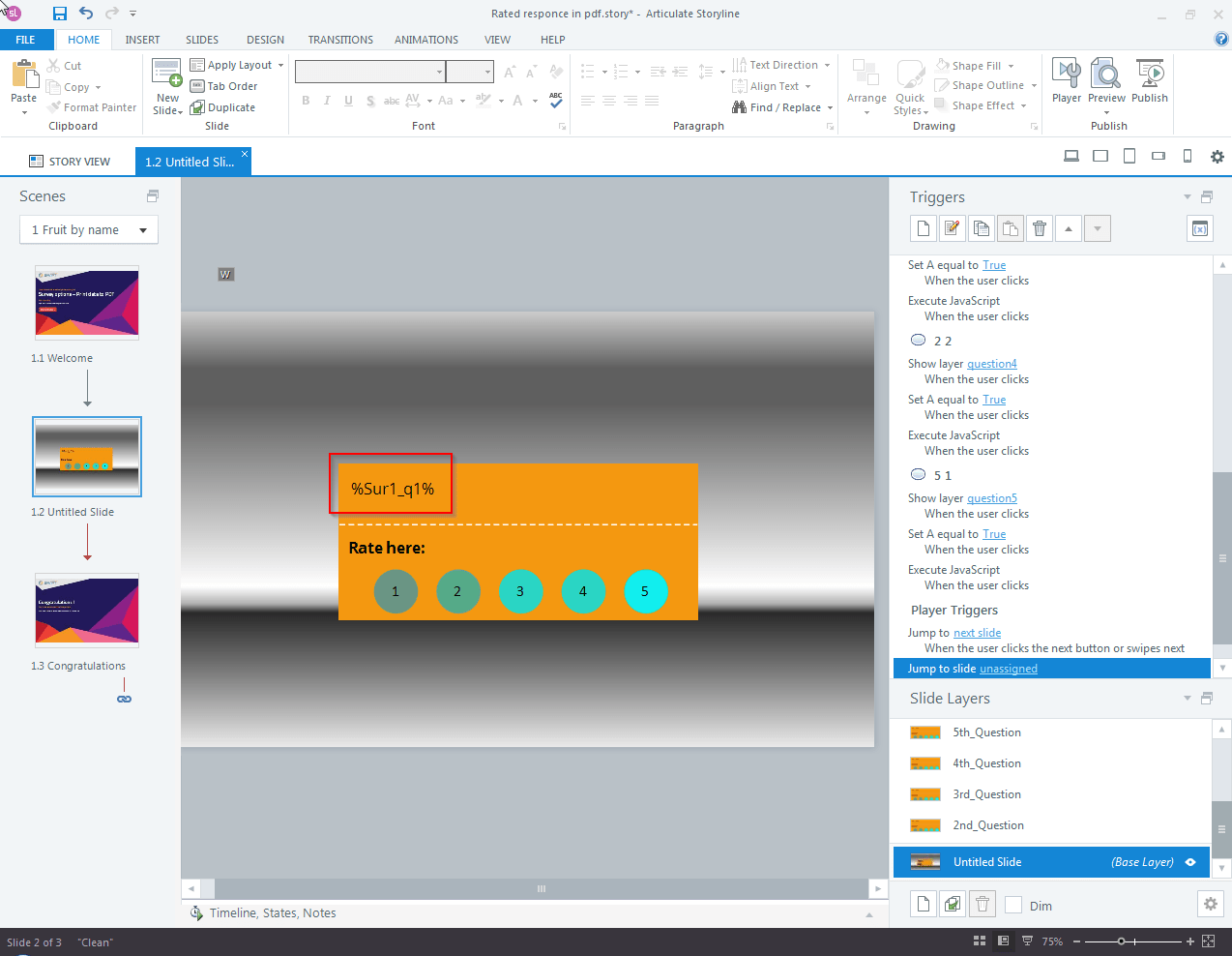 Print Rated Response in PDF Using JavaScript in Articulate Storyline 360