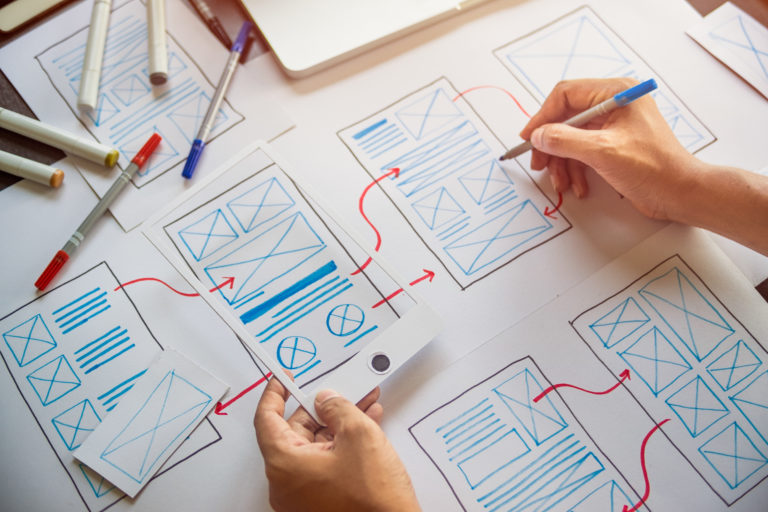 ux Graphic designer creative sketch planning application process