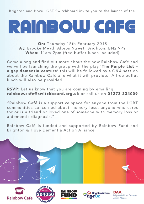 The Rainbow Café Launch Brighton & Hove LGBT Switchboard