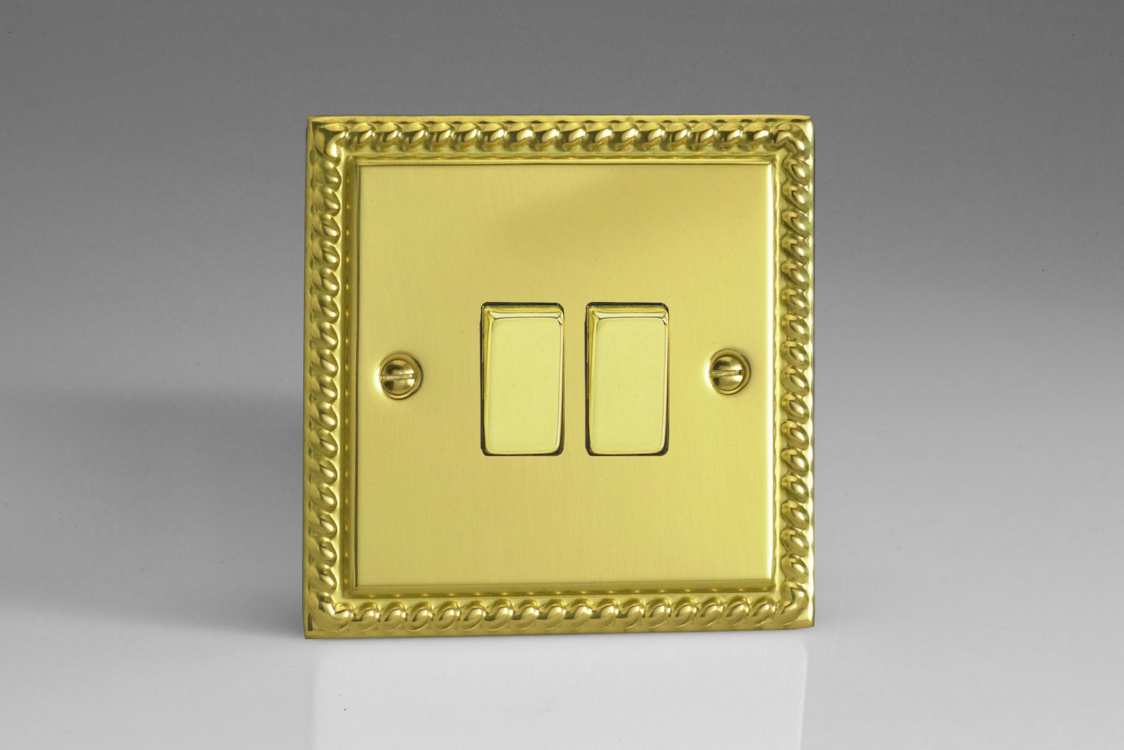 Varilight Classic Brass 2 Gang Rocker Switch 1x 10a