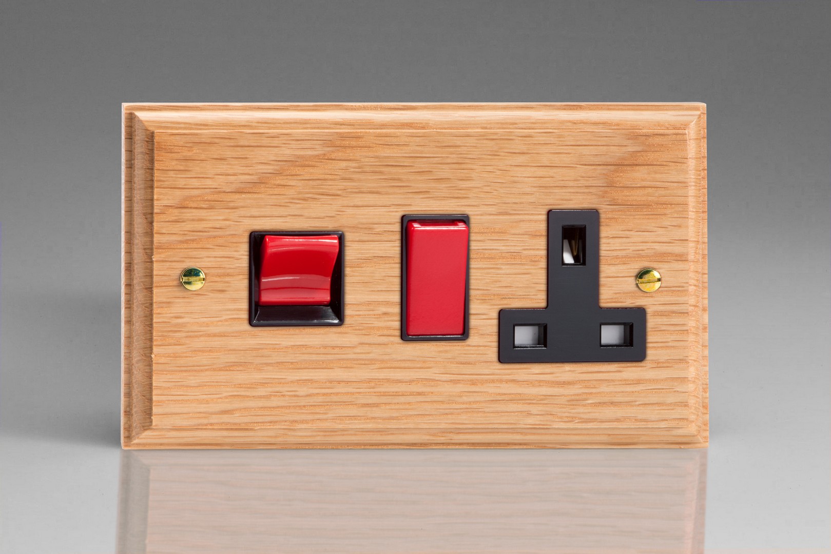 Varilight Kilnwood Oak 45A Cooker Panel with 13A Double Pole Switched