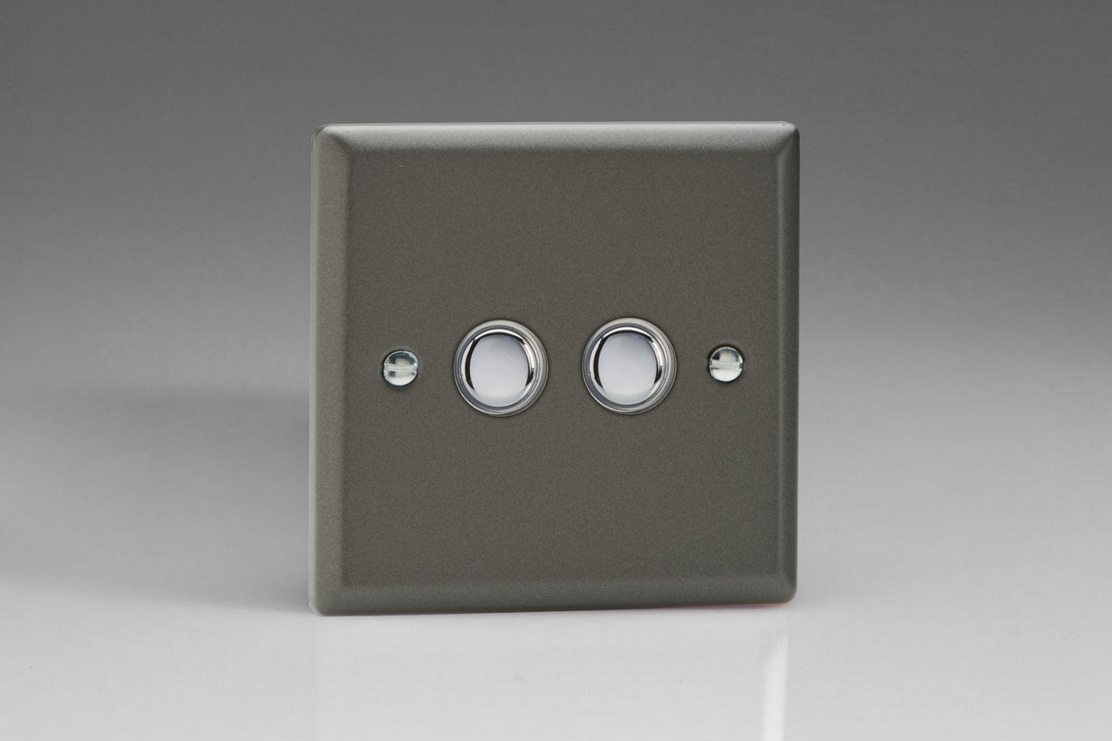 Varilight Classic Graphite 2Gang 6A 1Way PushtoMake Momentary