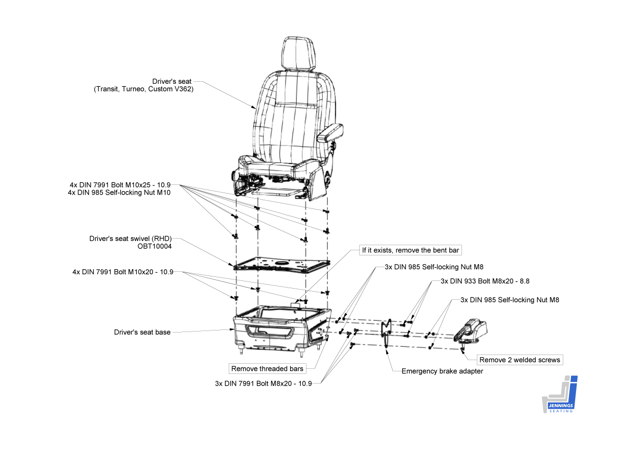Ford Transit MK8/Custom V362 Seat Swivel Base Passenger