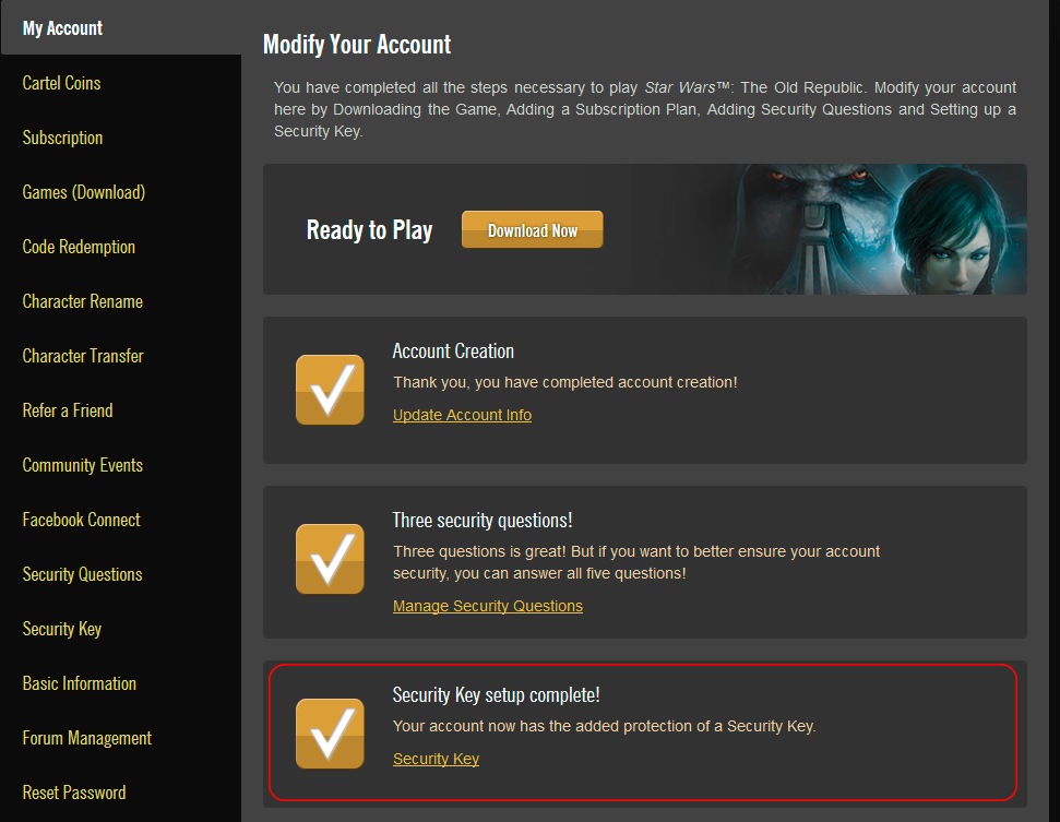 Security Key Setup 2 SWTOR Farmer