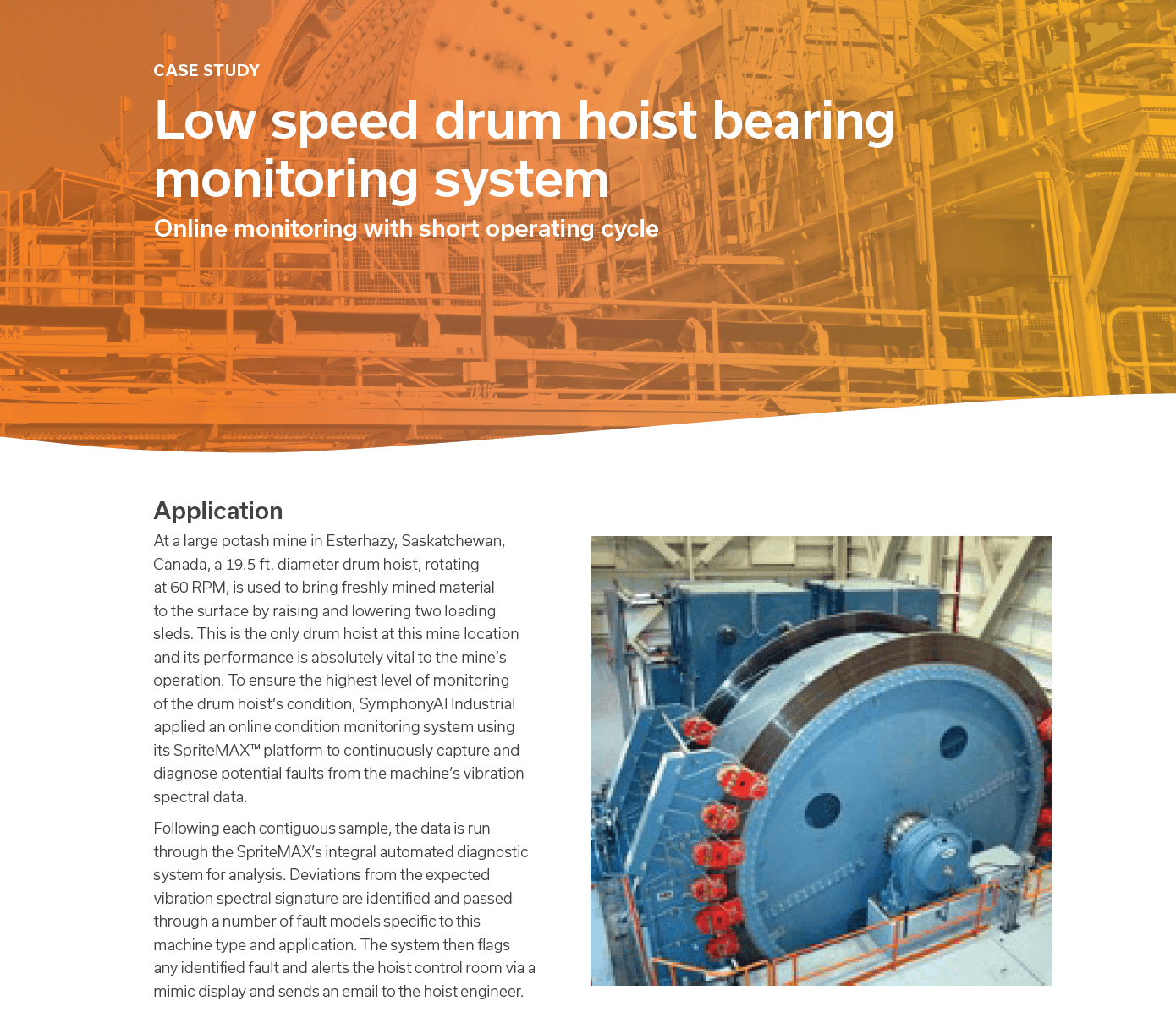 Low speed drum hoist bearing monitoring system SymphonyAI