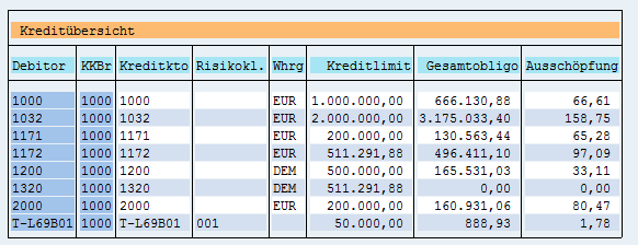 Beispiel Kreditübersicht