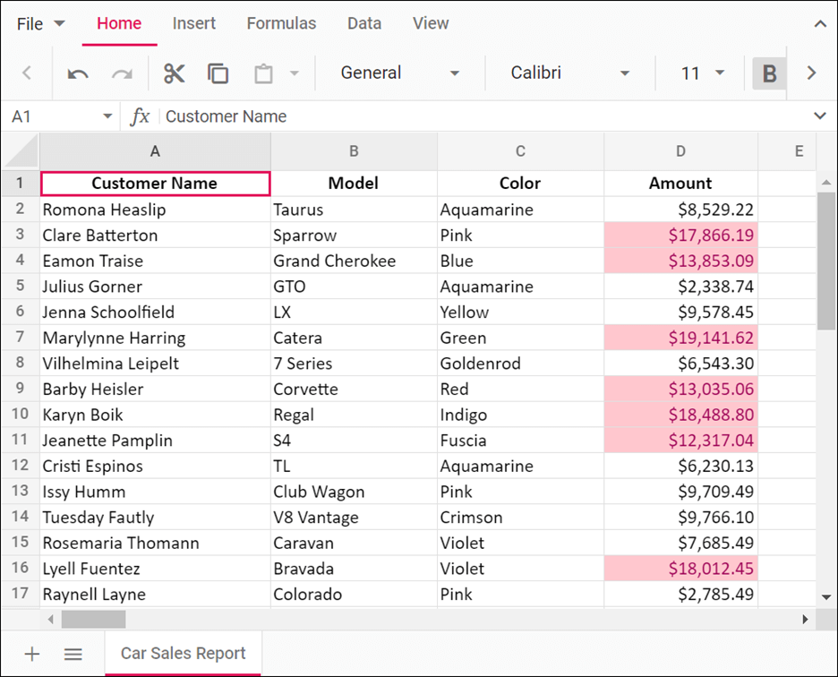 Formatting Essential JavaScript Spreadsheet Conditional Formatting