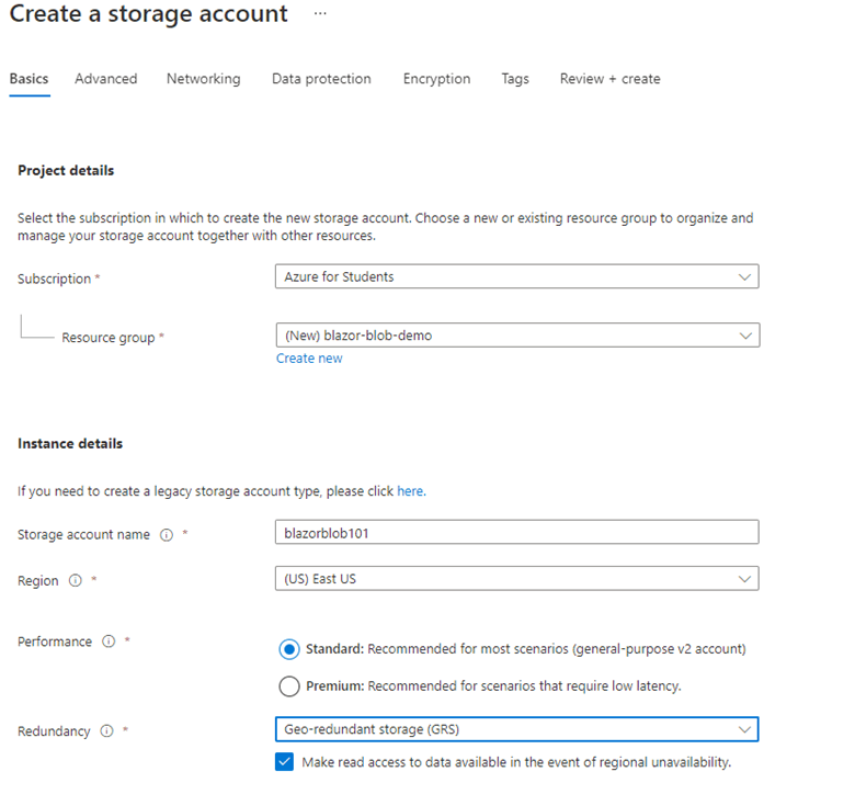 Download Files from Azure Blob Storage with Blazor Assembly and ASP