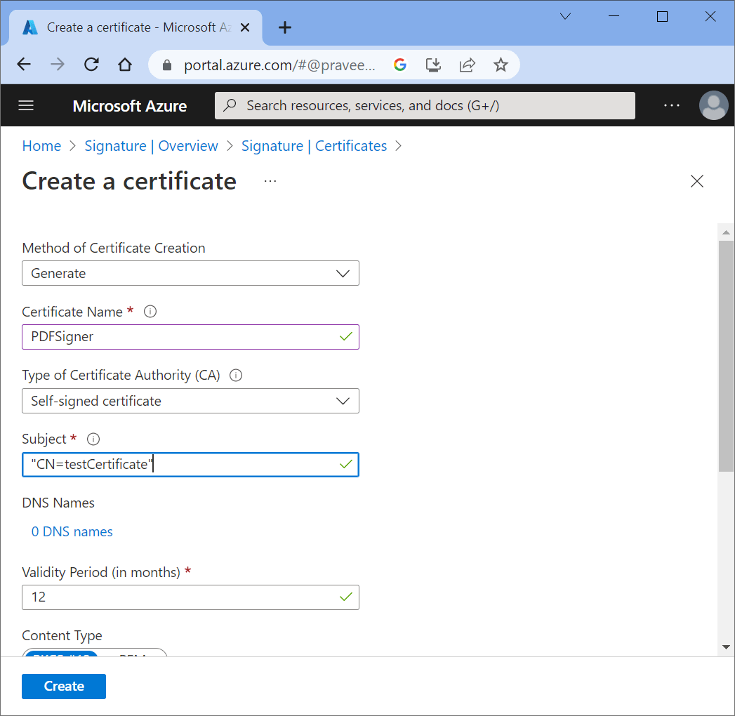 Create a PDF Digital Signature  Service Using Azure Key Vault and