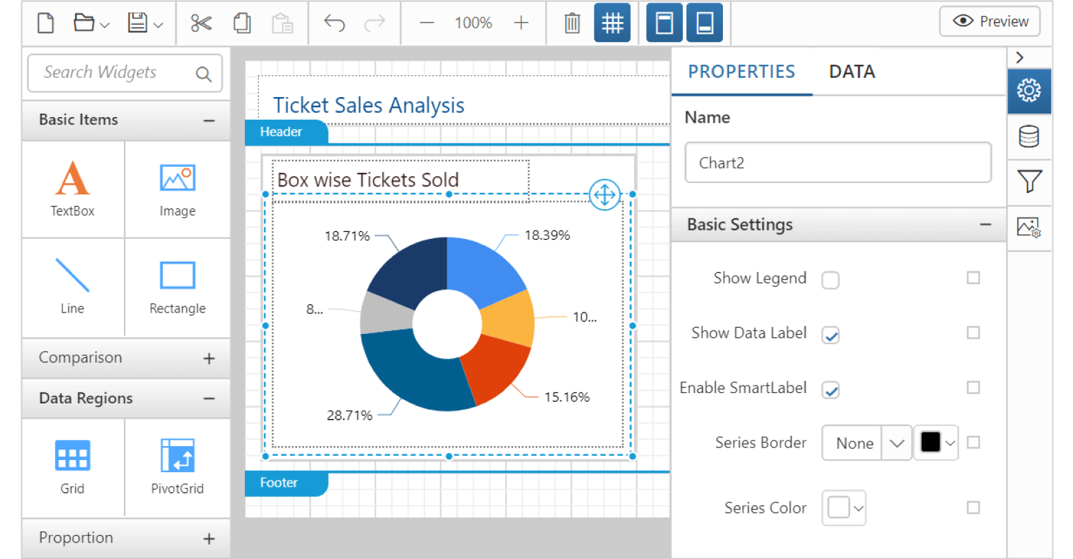 MVC Report Designer Web Reporting Tool Syncfusion