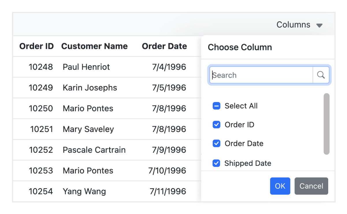 JavaScript Grid Blazing Fast HTML5 DataGrid Syncfusion