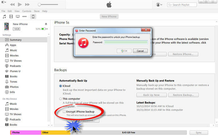 How to uncheck the encrypt iPhone backup option in iTunes.
