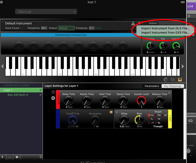 GarageBand AUSampler Managing EXS Sampler Instruments in macOS (EXS24