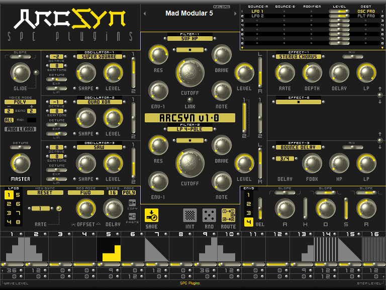 SPC Plugins Intros ArcSyn Virtual Analog Software Synthesizer Synthtopia