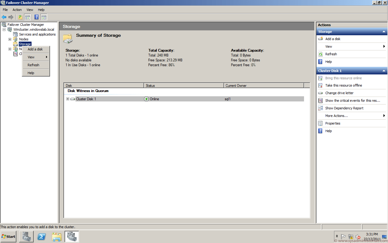 Windows Failover Cluster Volume Mount Points