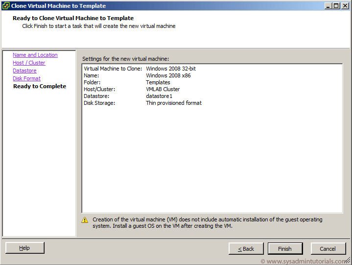 Creating VMware Virtual Machine Template