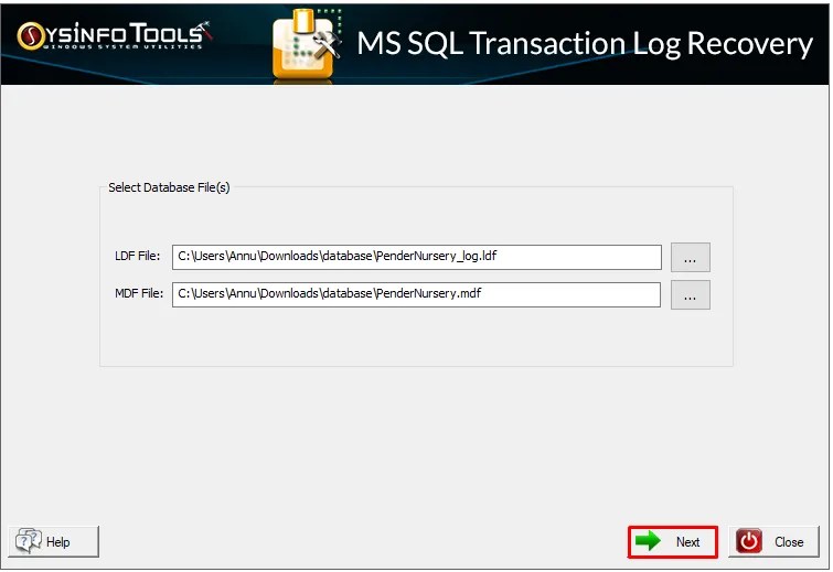 SQL Transaction Log Recovery & LDF File Recovery using Free SQL Log