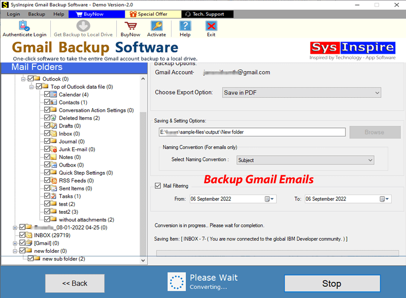 Quick Solution to download Gmail emails to Hard Drive