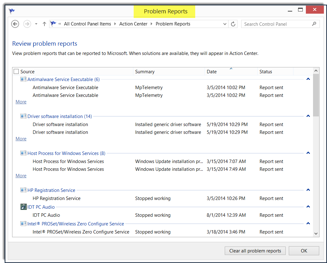 Windows Reliability Monitor (RELMON) (Windows 10, 8.1, 8, 7 & Vista