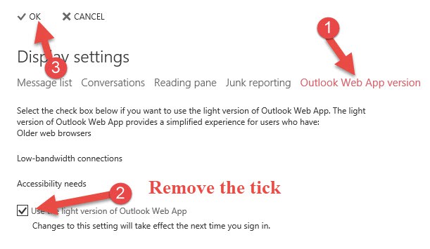 [Fix] Outlook Web Access Light Version to Normal View, Why Sometimes