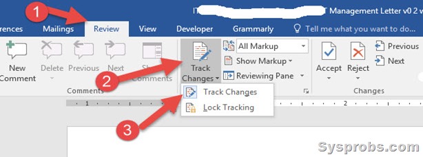 How to Enable/Disable Track Changes in Word 2016/2019, Office 365