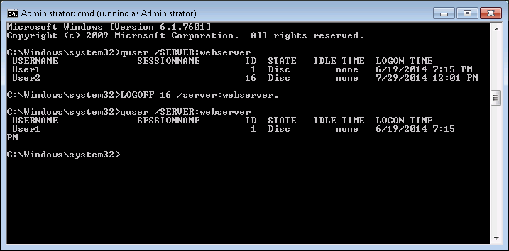 List & Disconnect Users Remotely in Windows System Root System Root