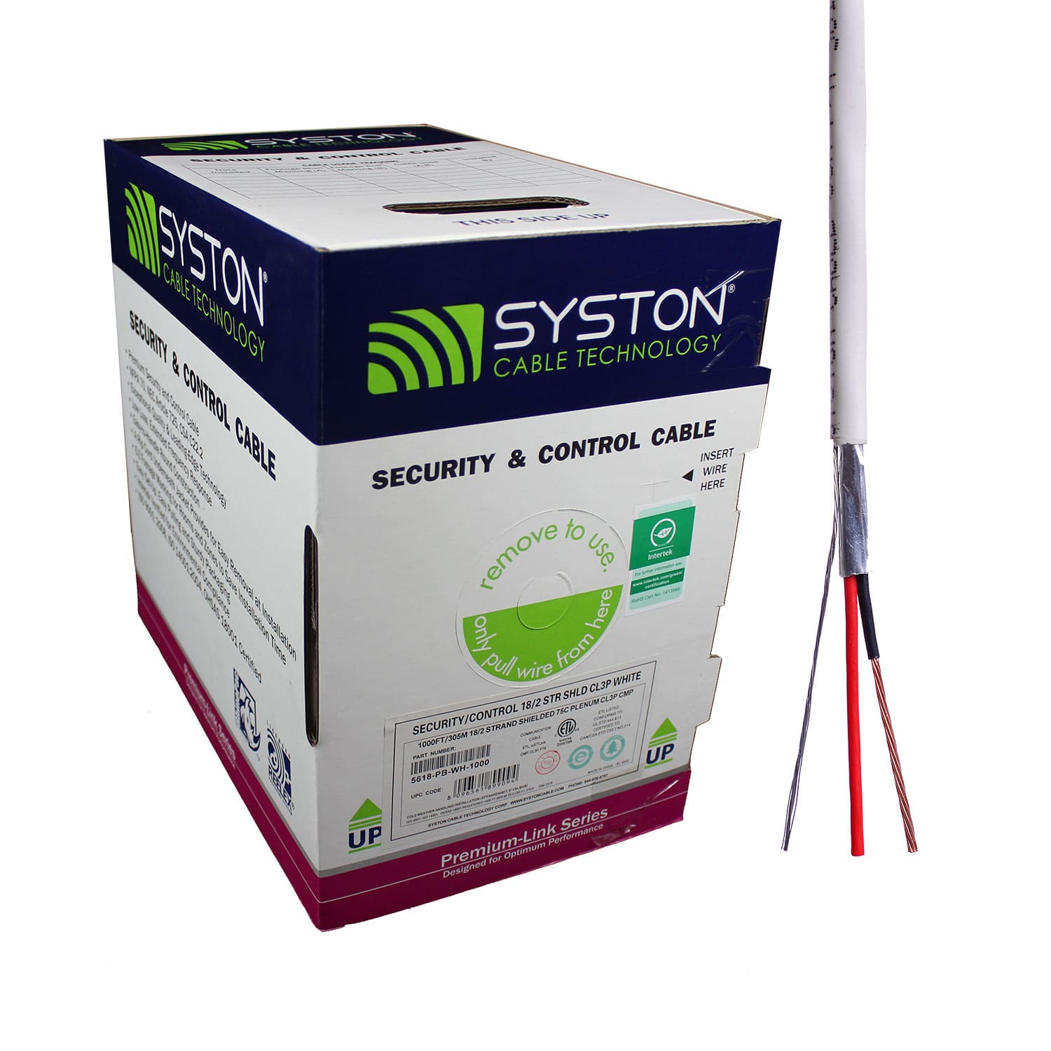 Premium 18/2 Stranded Shielded Plenum Cable for Security Cameras, PA Systems + More EZPull