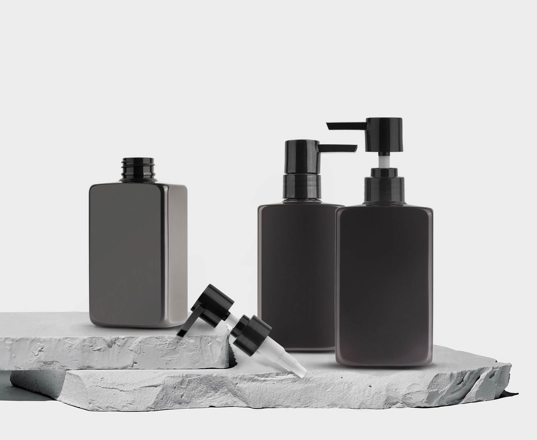 Square PET Shampoo Bottle 300ml Tone Packaging