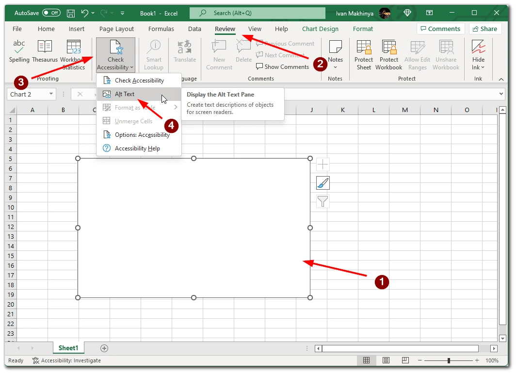 How to add alt text to a chart in Excel | Tab-TV
