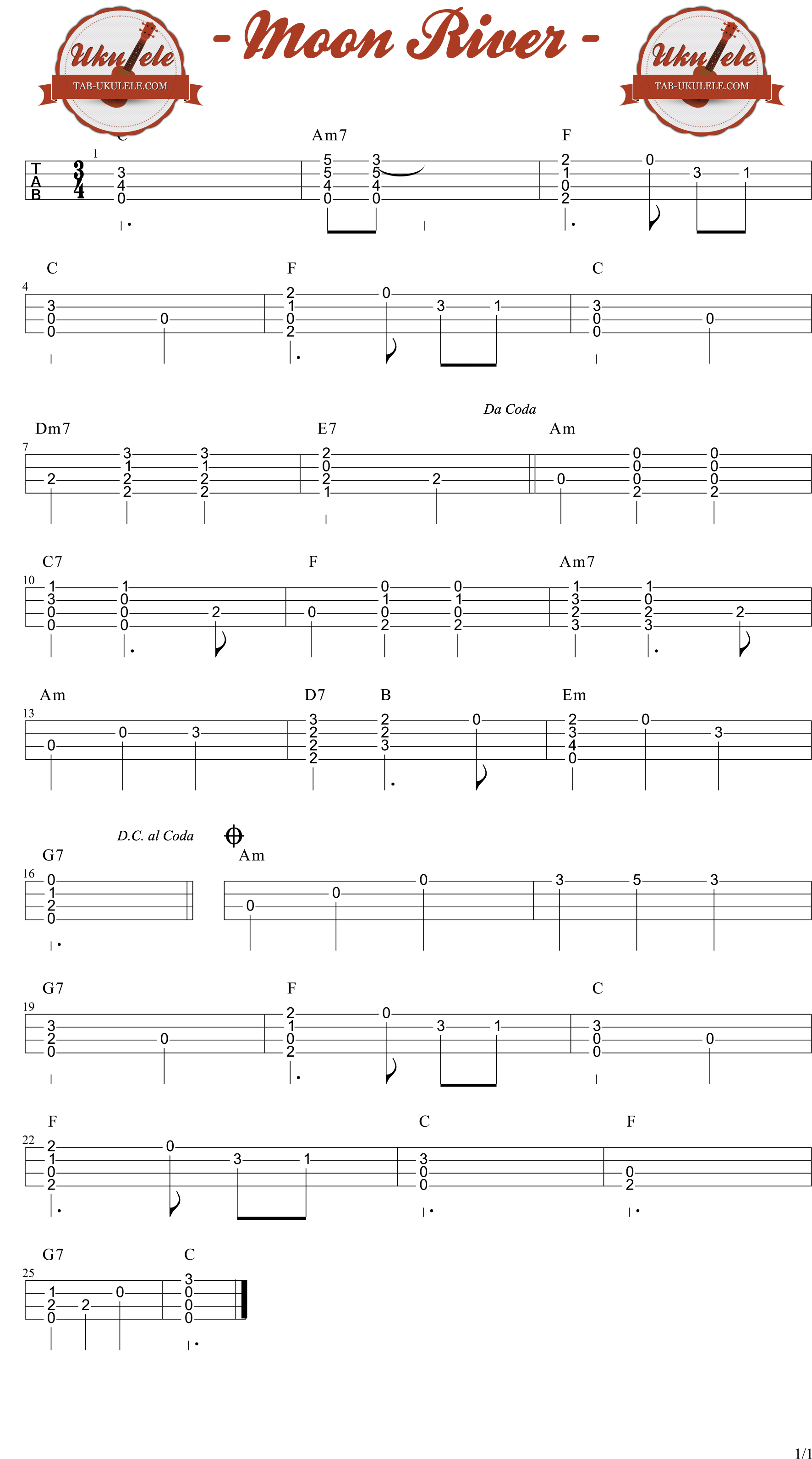 Tablature Ukulélé Moon River TabUkulele les meilleurs outils pour
