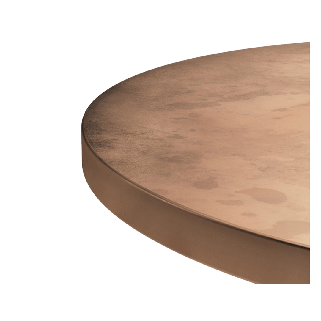 Queenstown Round Copper Table Top Table Place Chairs