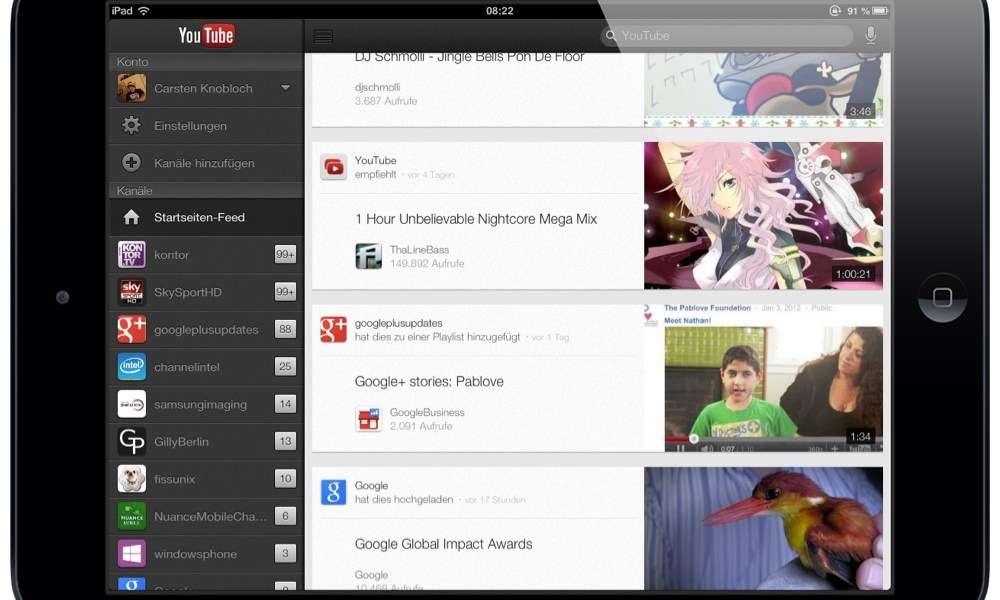 Google veröffentlicht YouTube App für das iPad und iPad Mini | Tablet Blog