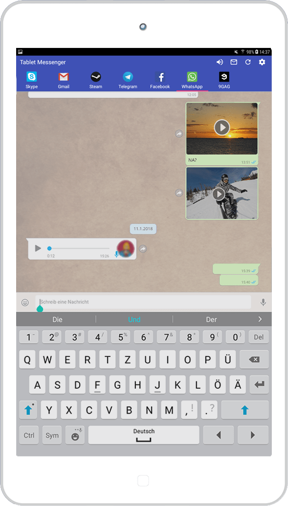 Tablet Messenger for WhatsApp, Facebook, and many more
