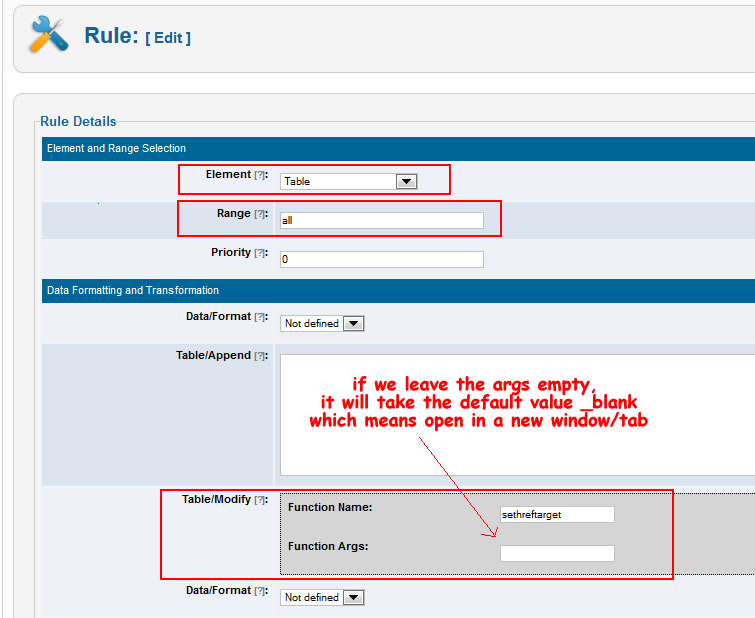 Change the target of th table hyperlinks to open in a new window