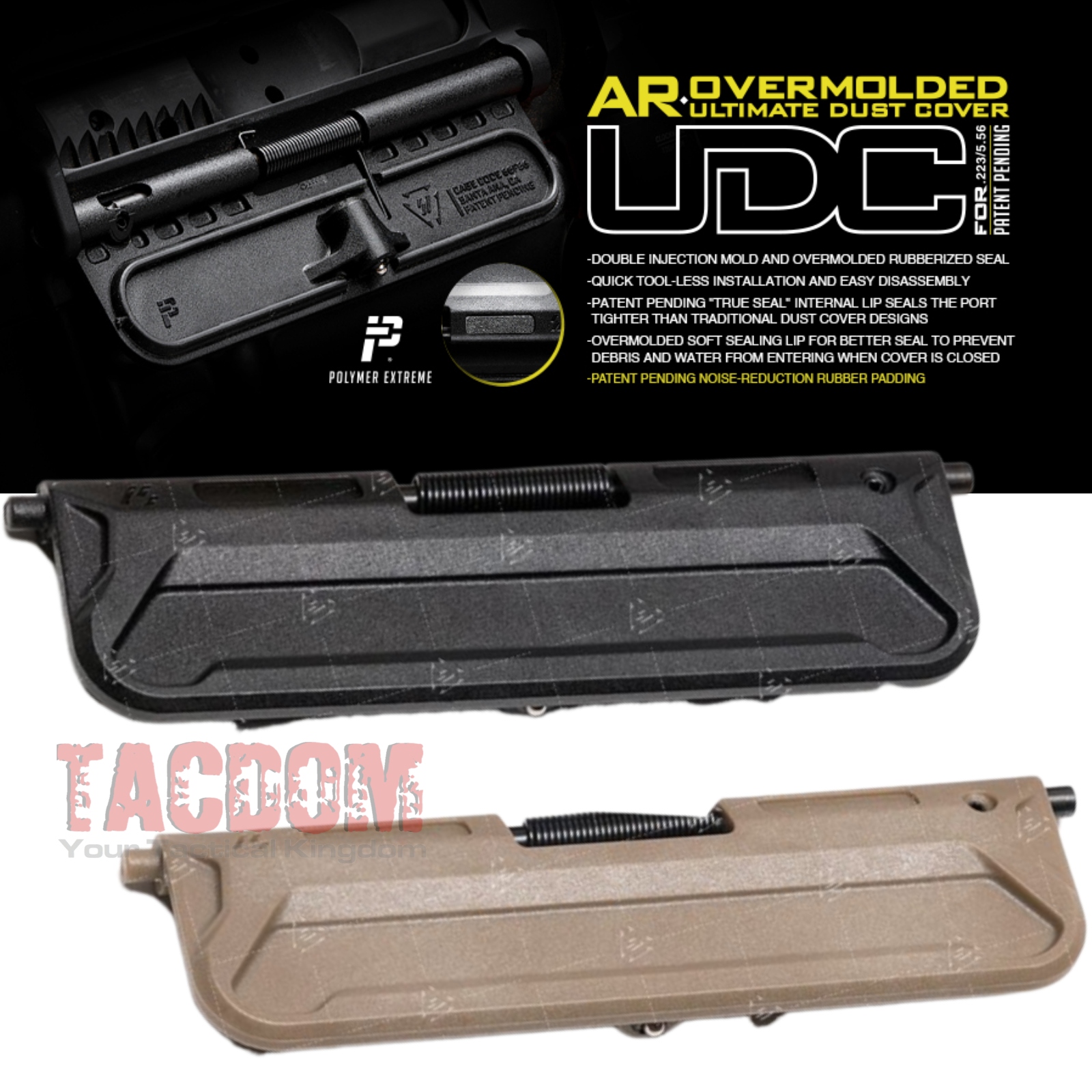 Strike Industries AR15 OVERMOLD Ultimate Dust Cover 223/556 Black or Strike FDE TACDOM