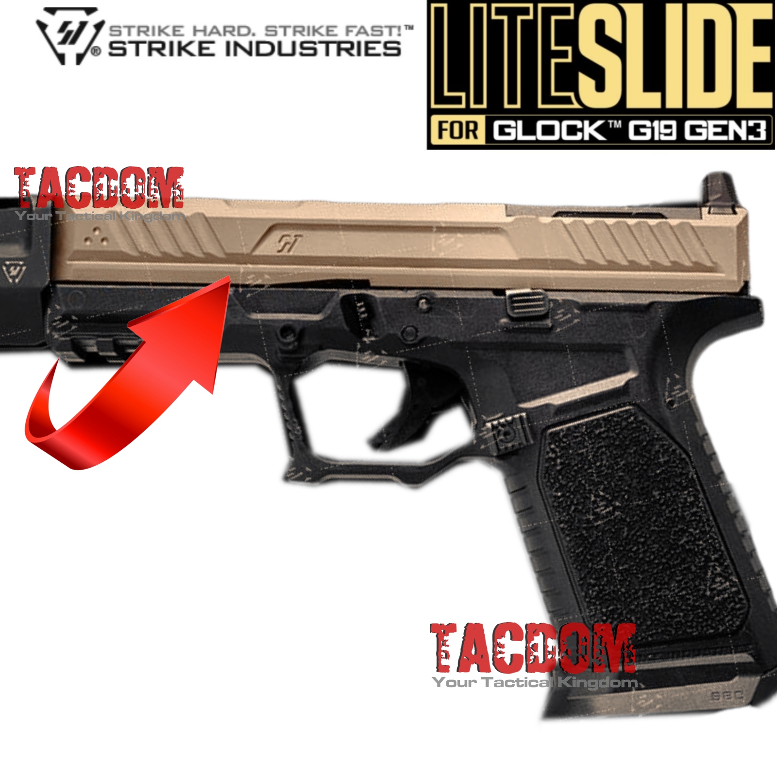 STRIKE INDUSTRIES FDE LITE SLIDE for GLOCK 19 GEN 3 & P80 PF940V2 Multiple Optic mounting