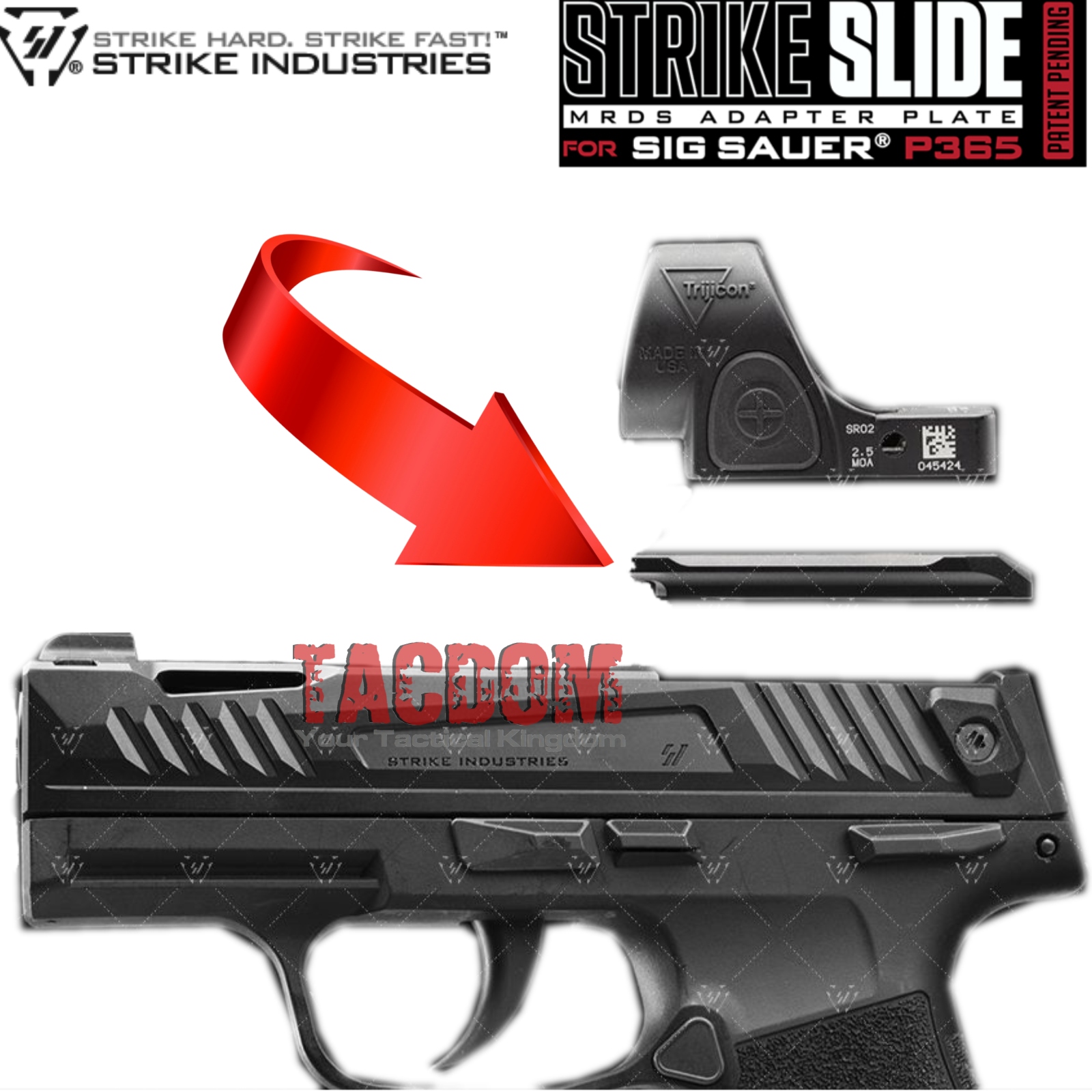 Strike Industries RMR MRDS ADAPTER PLATE for the STRIKE P365 SLIDE TACDOM