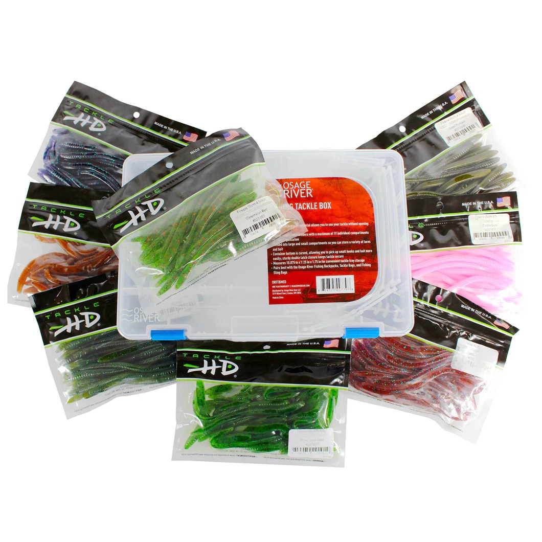 Tackle HD 201Piece Finesse Worm Fishing Lure Bundle with Utility Box
