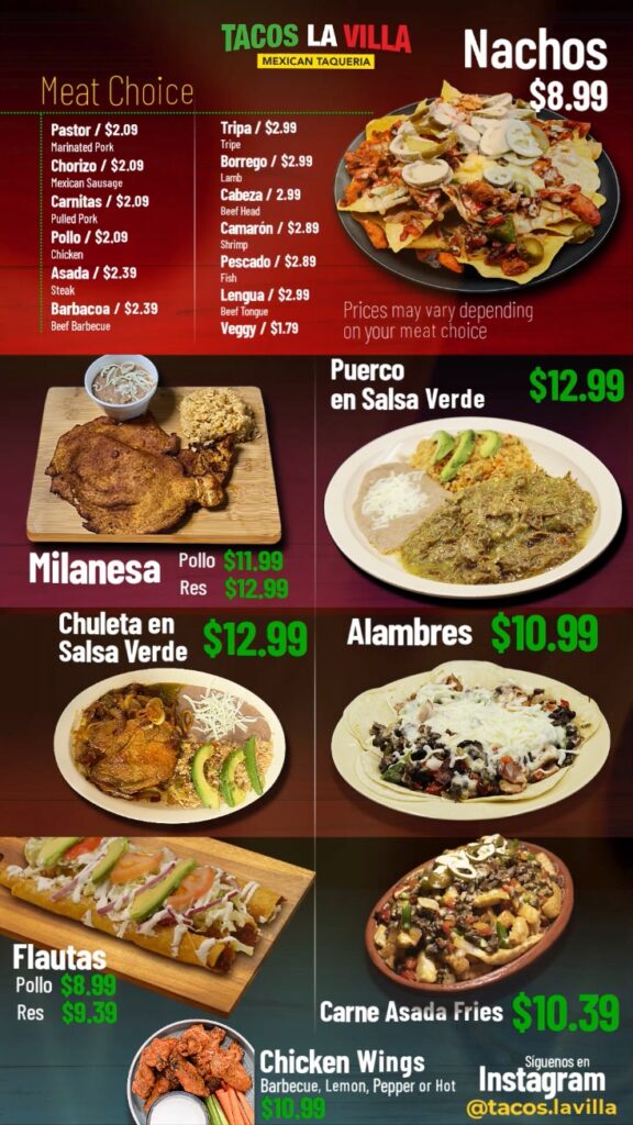 MenuOld Tacos La Villa