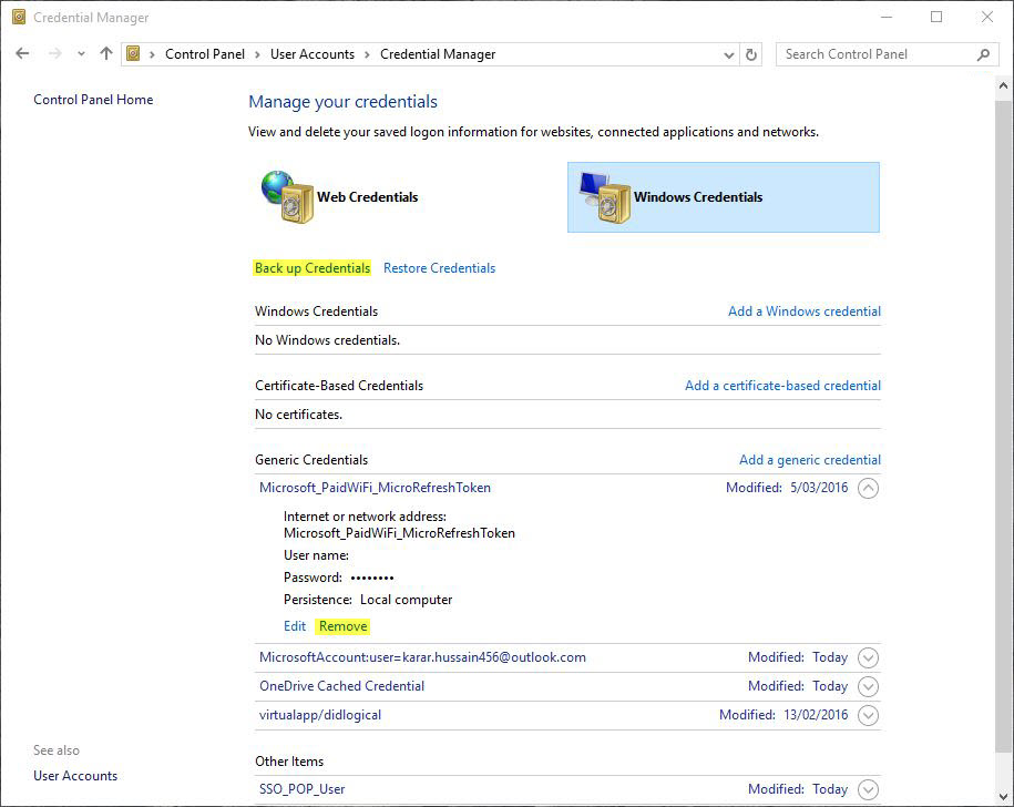 How to Manage Saved Credentials in Windows 8 & 10 Profile? Tactig