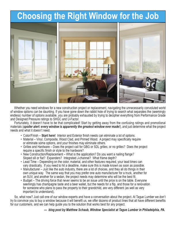 Choosing the Right Window for the Job Tague Lumber
