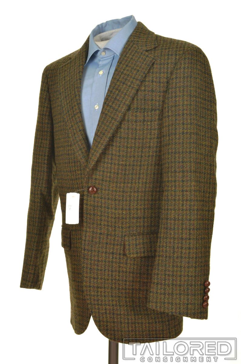 NWT BROOKS BROTHERS Green Check HARRIS TWEED Mens Blazer Sport Coat