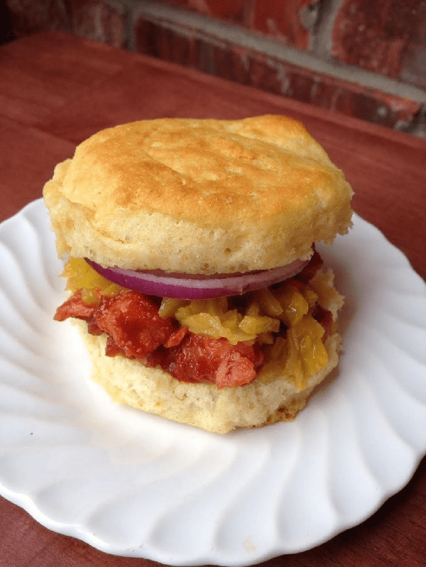 Stubb's Recipe Contest Hoosier BBQ Ham on Cornbread Biscuits With