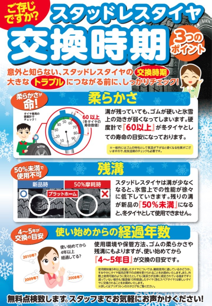 スタッドレス タイヤ 履き 替え 時期 Fiiku
