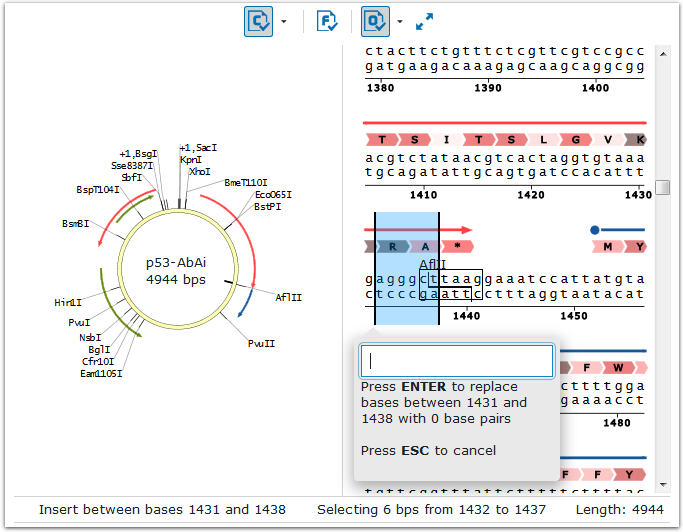 Deleting and replacing a sequence in any vector