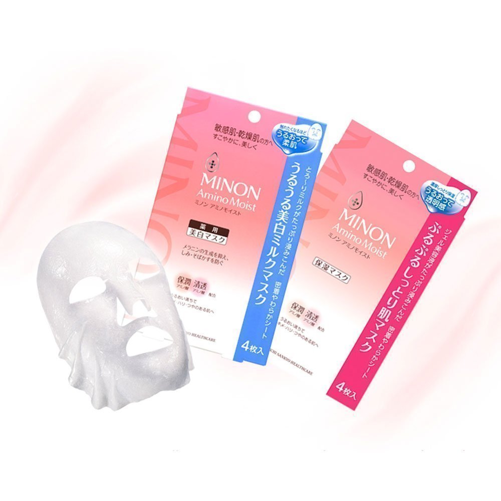 MINON Amino Moist Whitening Milk Face Masks 4pcs Made in Japan
